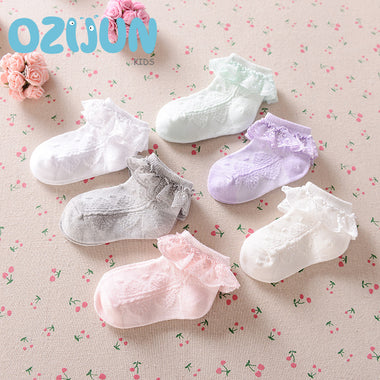 Retro Lace Ruffle Ankle Length Socks